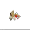 Classic McDonalds Fast Food Meal Including Hamburger Fries Drink Apple Pie Ketchup and Paper Bag