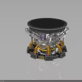 Industrial Mechanical Device With Silver Components Orange Pipes And Purple Core