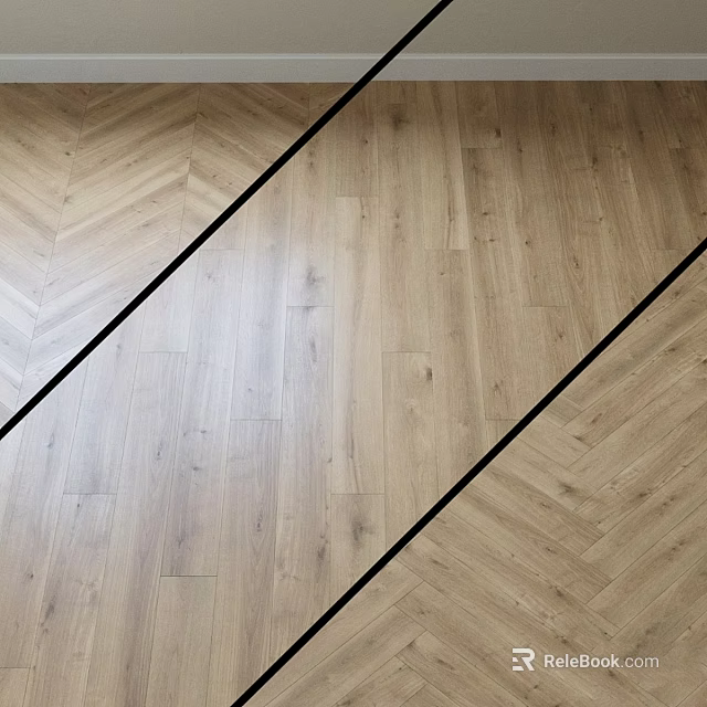 Wooden Floor Design Featuring Herringbone Pattern And Straight Planks With Black Lines 3d model