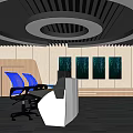 modern monitoring room command control hall monitoring hall dispatching command center office desk and chair 3d model