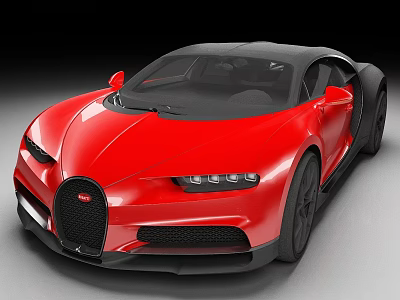 Red Bugatti Sports Car With Sleek Design Black Roof And Aerodynamic Body 3d model