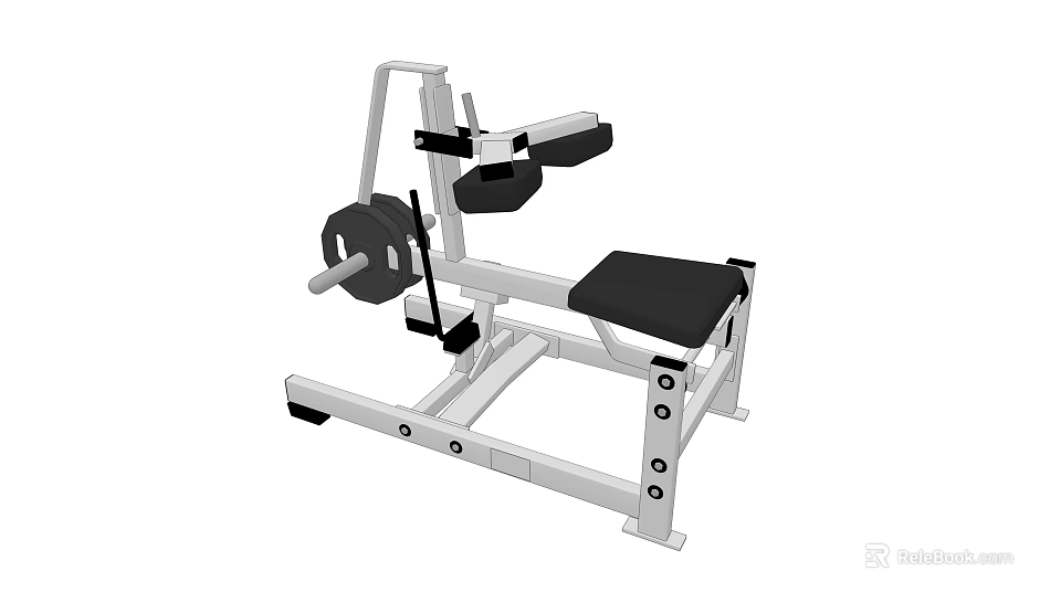 Fitness Equipment Leg Press Machine With Metal Frame Black Seat And Weight Plates 3d model 
