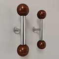 Stylish Door Handles With Brown Wooden Balls And Silver Metal Bars Design