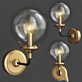 Modern Wall Lights Loft Concept Bistro Spherical Golden Clear Glass Brass 3d model