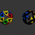Colorful Geometric Sphere Household Items With Multicolor Patterns And Reflective Surfaces
