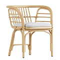 Rattan Woven Leisure Chair With White Cushion And Armrests For Indoor Outdoor Decor