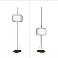 Modern White Floor Lamp With Gold Metal Stand And Cylindrical Shade