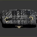 Elegant Stylish Tweed Plaid Handbag with Gold Lock and Top Handle