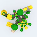 Playground Equipment With Green And Yellow Slides Tree Shaped Decorations Cabin Design And Climbing Structures