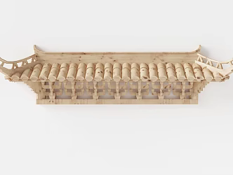 Chinese style eaves door head eaves building components 3d model