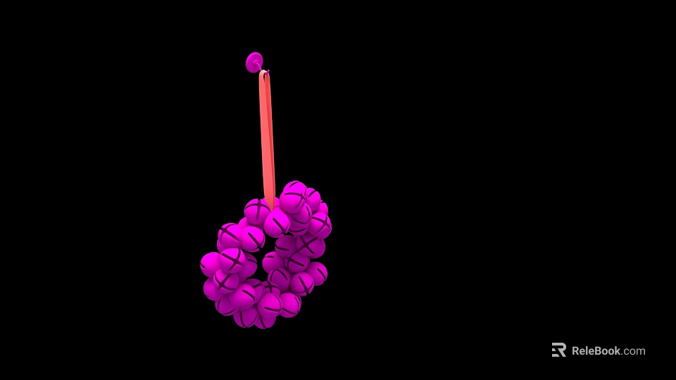 Purple Decorative Ornament Set With Circular Design Red Stick And Top Ball 3d model 