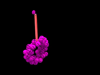 Purple Decorative Ornament Set With Circular Design Red Stick And Top Ball 3d model