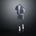 Stylish Grey Short Sleeve Top And Shorts Set With White Socks