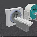 Advanced Medical CT Scanner Equipment With White Teal Design And Scanning Bed