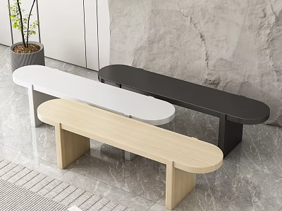 Modern Sofa Bench In White Black Light Wood For Contemporary Living Room Decor 3d model