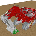 Red Heavy Duty Tracked Construction Vehicle With Bucket On Sand