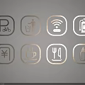 Round Frame Decorative Wall Hangings Featuring Icon Designs Like Parking Bike WiFi and Coffee Cup