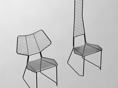 Modern Minimalist Leisure Chair With Metal Wire Frame And Ergonomic Shape 3d model