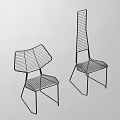 Modern Minimalist Leisure Chair With Metal Wire Frame And Ergonomic Shape