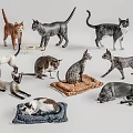 Colorful Reptile Figurines In Various Poses Standing On Mats And Decorative Bases