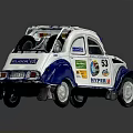 Vintage Blue And White Rally Car Model With Number 53 Stickers And Spare Tire
