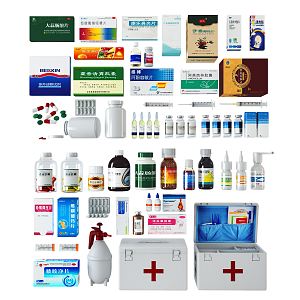 Modern medicine bottle western medicine box medicine bottle combination 3d model