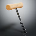 Classic Wooden Handle Corkscrew With Metal Spiral For Wine Bottles
