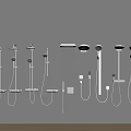 Various Modern Shower Head Systems Wall Mounted Bathroom Fixtures 3d model