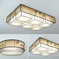 Modern Elegant Ceiling Light With Square Round Shapes And Decorative Fabric Shades 3d model