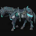 Fantasy Skeleton Horse With Glowing Blue Accents And Detailed Armor
