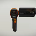 Panasonic Handheld Digital Camera With Ergonomic Design And Orange Accents For Portable Video Recording