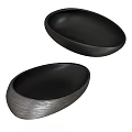 Two Modern Oval Countertop Washbasins With Iridescent And Gray Finishes