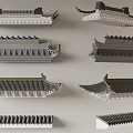 Traditional Chinese Architectural Components With Various Roof Structures And Tile Designs