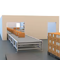 Industrial Conveyor System Transporting Orange Boxes Efficiently In Warehouse Facility 3d model