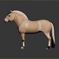 Light Brown Horse Model With White Mane Tail And Hooves On Dark Background