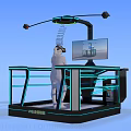 VR Experience Booth With Interactive Platform VR Headset And Virtual Scene Screen