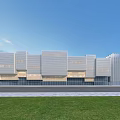 Modern Building Complex With White Exterior Glass Facade And Green Lawns