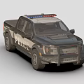 Police Pickup Truck With Roof Lights Black White Color And Front Grille Design