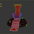 Luxurious Red Velvet Throne With Golden Decorations Red Carpet On Steps And Candles