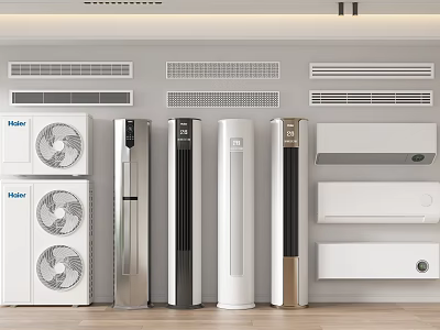 Haier Various Types Air Conditioner Fan Including Floor Standing And Wall Mounted Designs 3d model