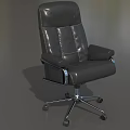 Black Leather Office Chair With High Back Armrests Silver Metal Base And Wheels
