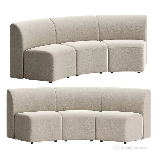 Modern Irregular Sofa With Unique Modular Design And Beige Fabric Upholstery 3d model