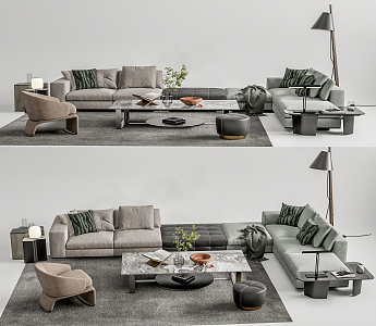 Modern Minotti Sofa Coffee Table Combination 3d model