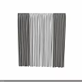 Modern Double Layer Curtains With Gray Striped Outer And White Sheer Inner For Window 3d model