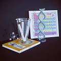 Science Themed Decorative Ornament Set With DNA Model Test Tubes Molecular Structure Book Photo Frame
