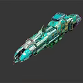 Turquoise Futuristic Spaceship with Advanced Mechanical Structure for Interstellar Cosmic Exploration Missions 3d model