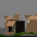Open Cardboard Boxes with Green Plants and Gravel on Floor