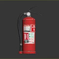 Red Fire Extinguisher With Nozzle Pressure Gauge And Safety Label For Fire Safety