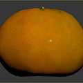 Fresh Ripe Orange Fruit with Smooth Textured Skin Green Stem on Black Reflective Surface