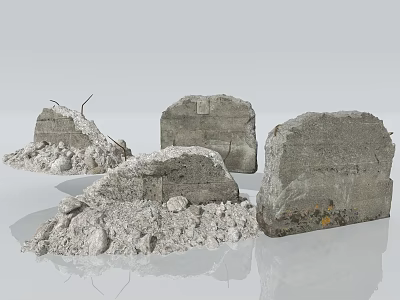 Broken Stone Building Components With Fragments Of Various Sizes And Rubble 3d model